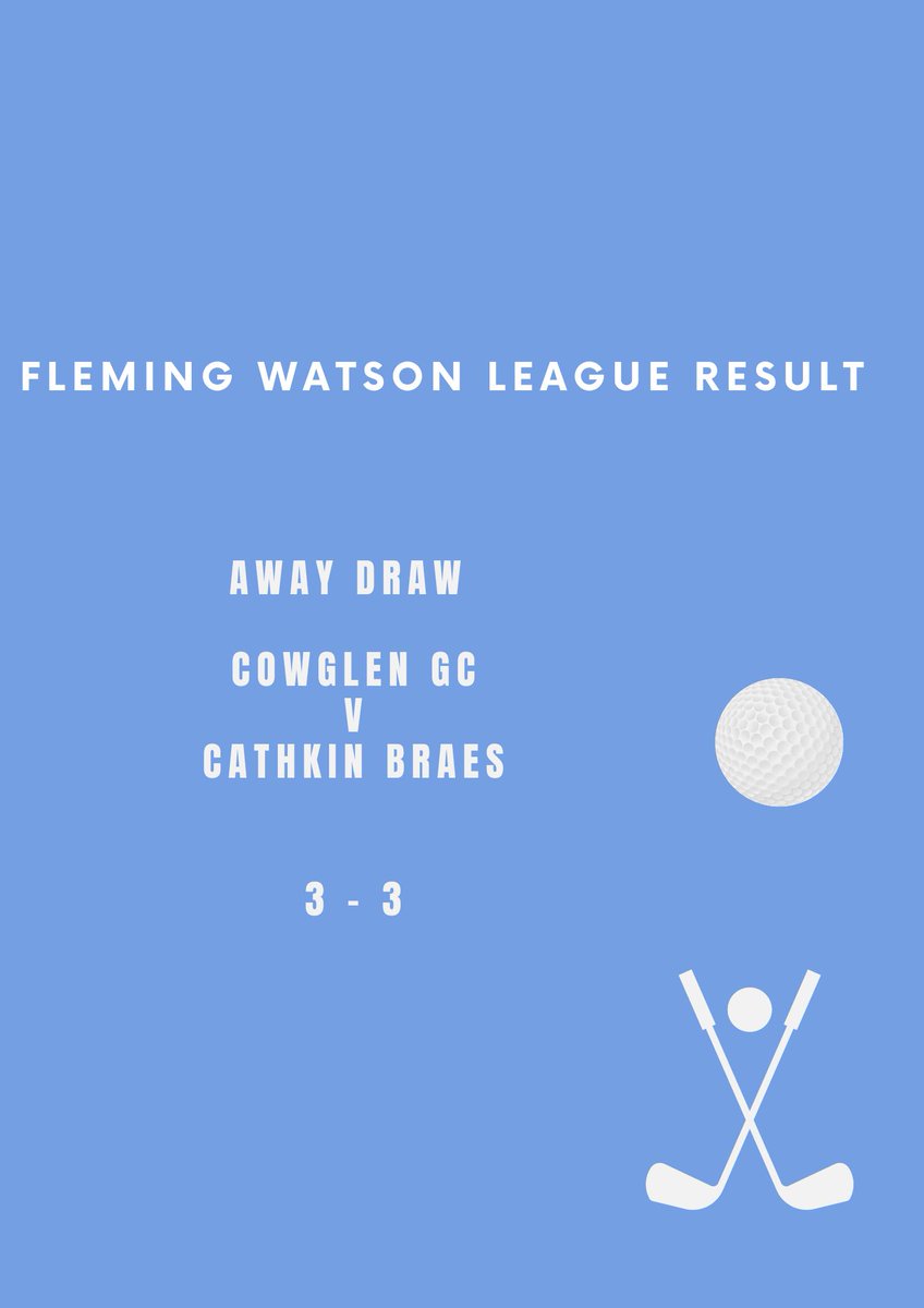 Well done to our Junior Team with a fantastic away draw at Cowglen GC in the Fleming Watson League 👏👏👏