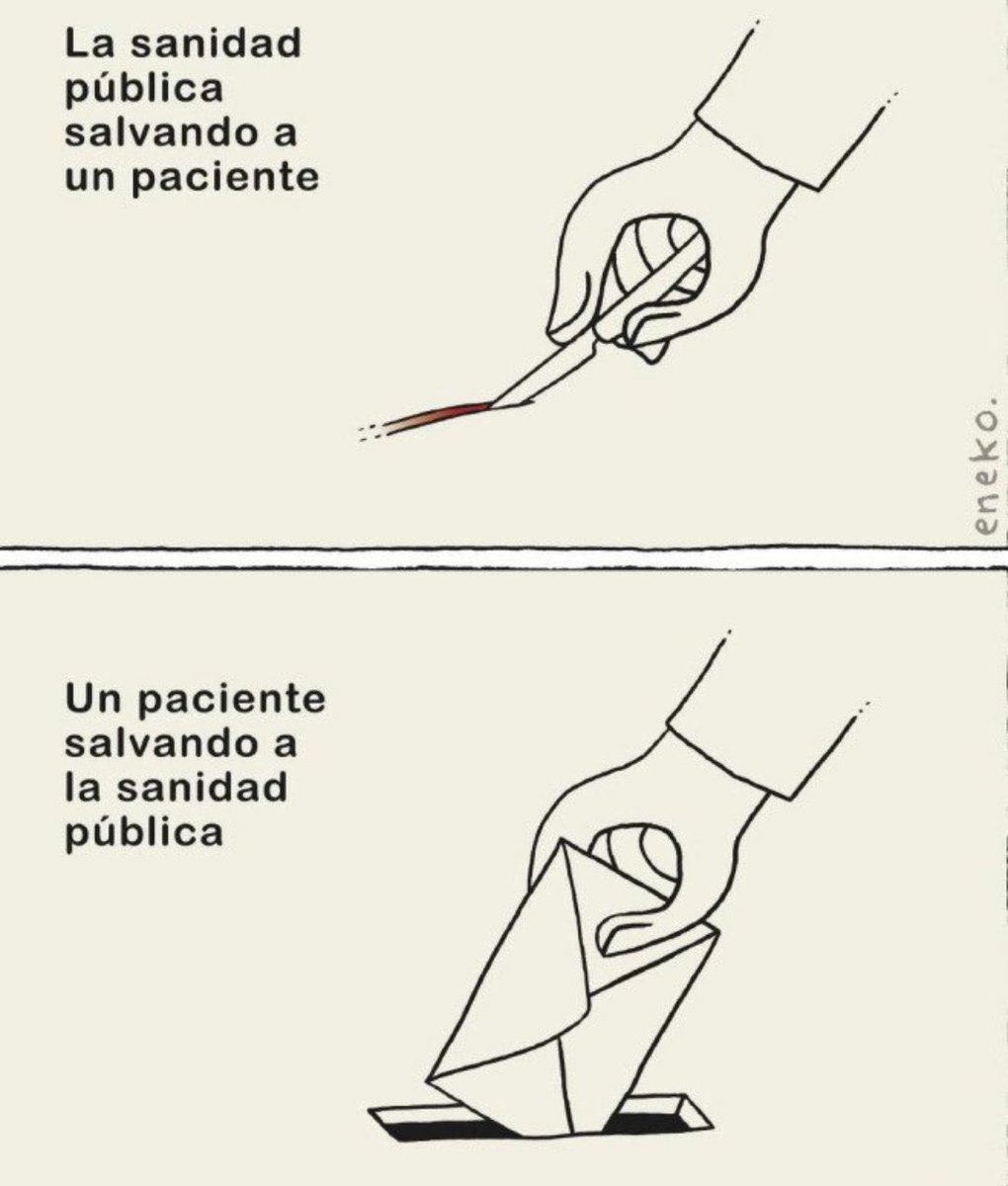 #Elecciones2023
Salvemos la sanidad pública.

Cada voto cuenta. Los aplausos de las ocho en el confinamiento hoy tienen que ser votos.

Viñeta de <a href="/EnekoHumor/">Eneko las Heras</a>