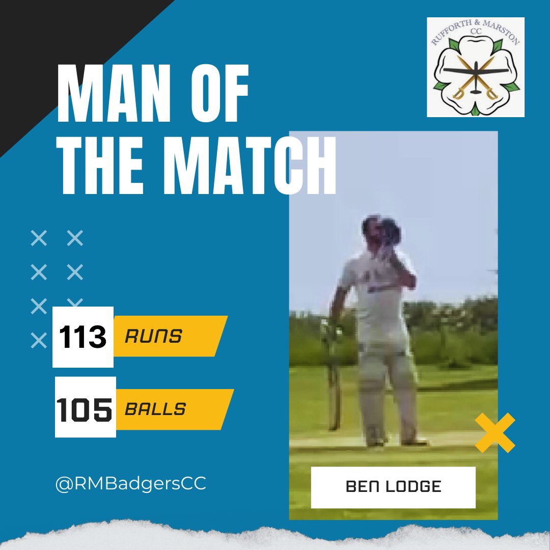 Yesterday's first team Man Of The Match goes to the RCC keeper Ben Lodge, for his over a run a ball 100. Sharing an opening stand of 202 with skipper Exley in the process. Well batted 🔥👏😍

#yearofthebadger