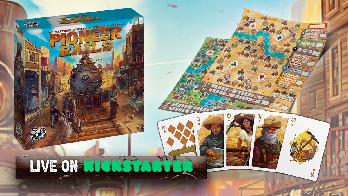 PIONEER RAILS IS LIVE on Kickstarter! Set in the old west, this Flip &amp; Write game by Matthew Dunstan &amp; Jeffrey D. Allers is hotly anticipated by the Dice Tower, find out why:

ow.ly/HtuP50OxBcm

#boardgames #kickstarter