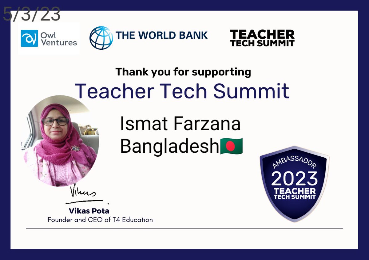 Its a great session  Thanks to..
#T4Ambassador, 
#TeacherTechSummit and 
#T4Education
