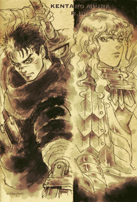#みなさん2年前の今頃はどんな絵描いてましたか 今年は三浦建太郎先生三回忌か  YouTubeサンライズ公式でボトムズ配信してたんだな(​ *'꒳`*​) じいさんキャラの若姿を妄想するの楽しい
