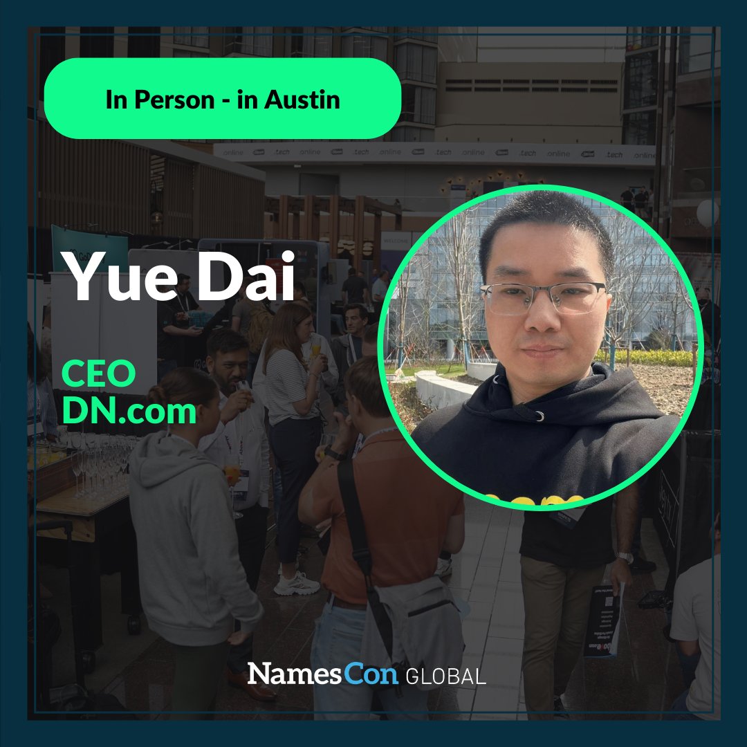 Yue Dai, CEO of DN.com, joins us as a highlight speaker at #NamesCon Global! 🌟 

With two decades of experience, he’s an expert in the Chinese market — which is growing fast. Don't miss his insights and expertise: register and join us May 31-June 3! 🎟️👉…