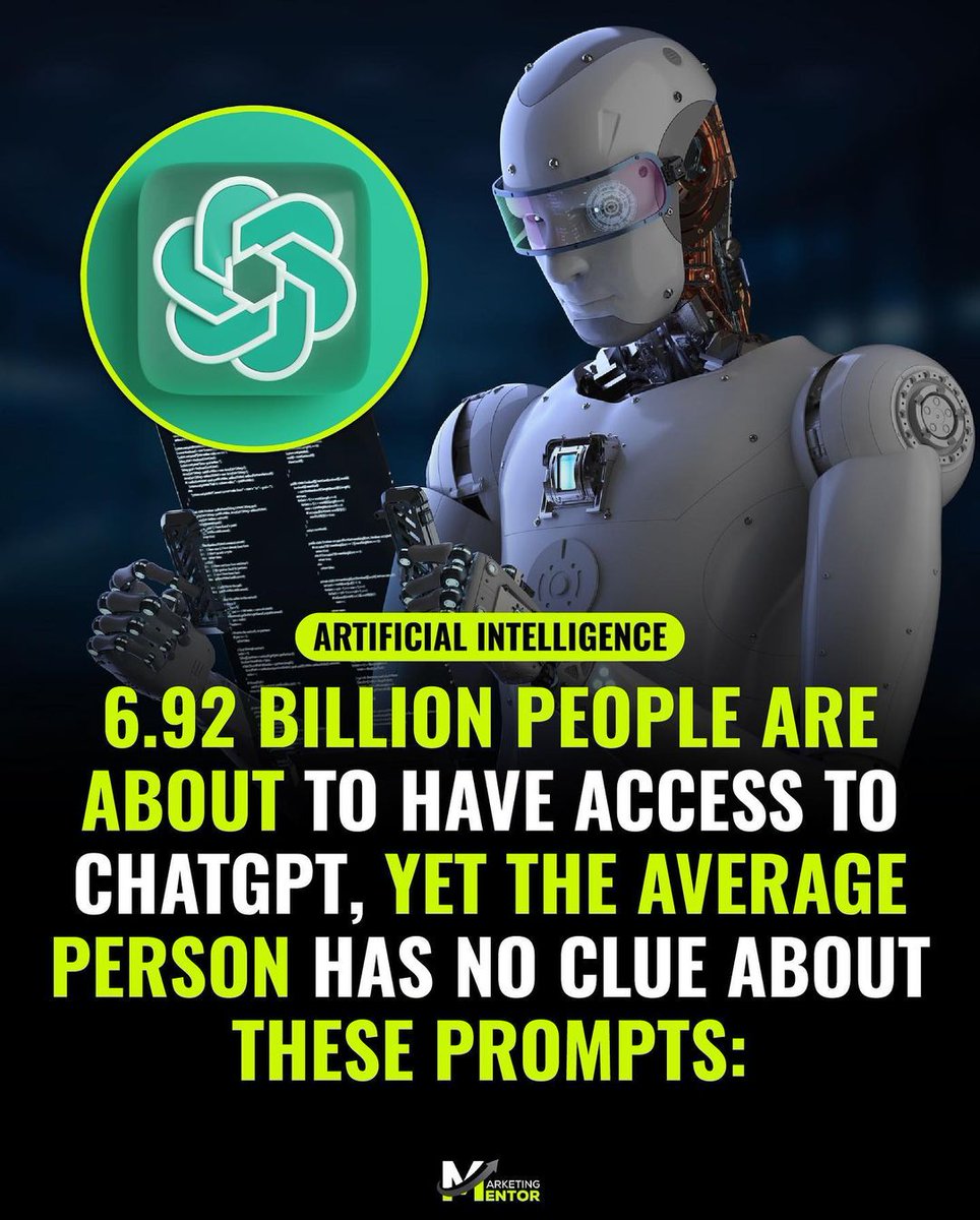 6.92B people are about to have access to ChatGPT. 

Here are 10 prompts that will save you hours a day and make you look like a genius!