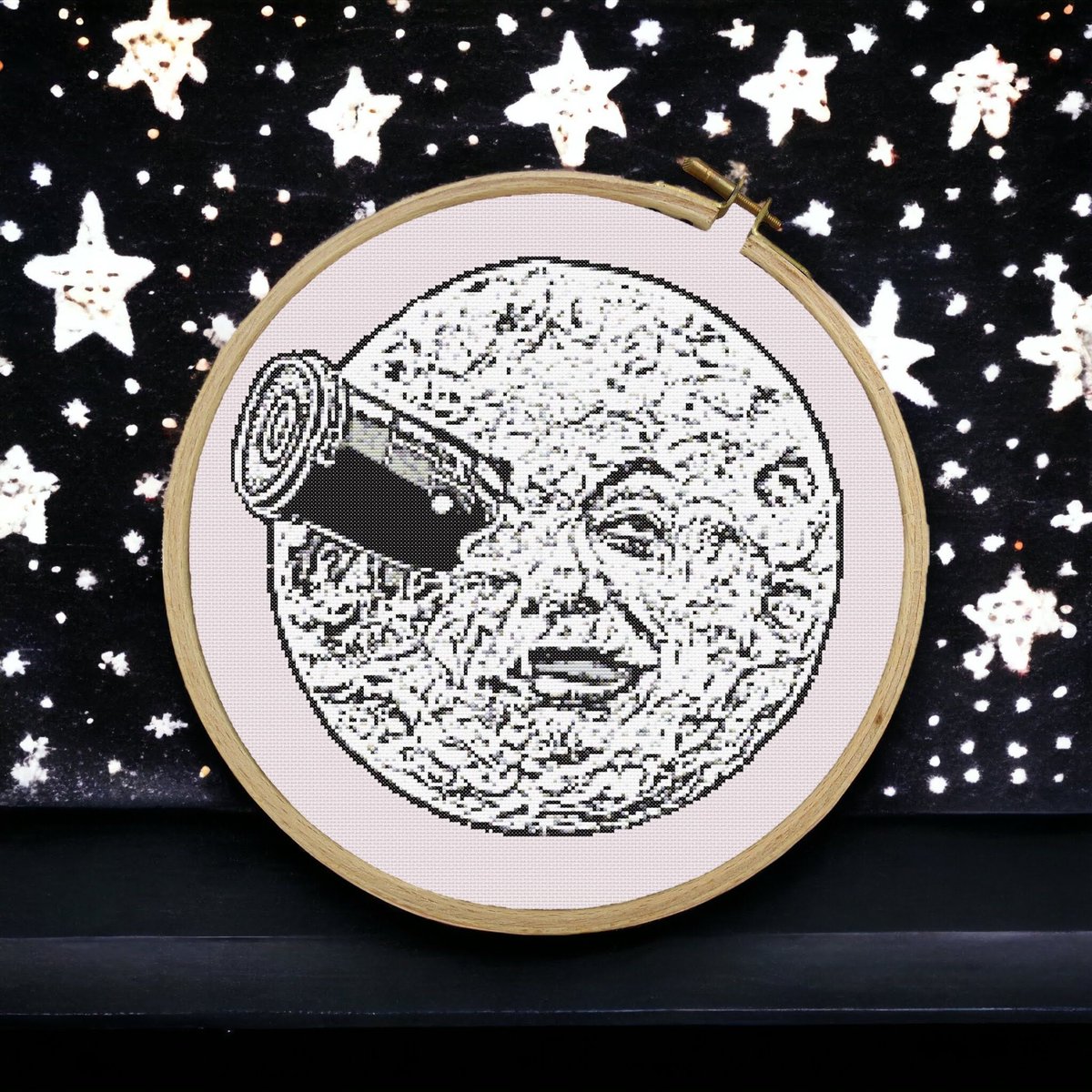 my #etsy shop: A Trip to the Moon Cross Stitch Pattern PDF ONLY - Embroidery Pattern, 197x200, Stitches DIY Film Lover Gift Classic Cinema Cinephile 1920s etsy.me/3WF0kpP #birthday #christmas #crossstitch #crossstitchpattern #pdfpattern #embroiderypattern #cros