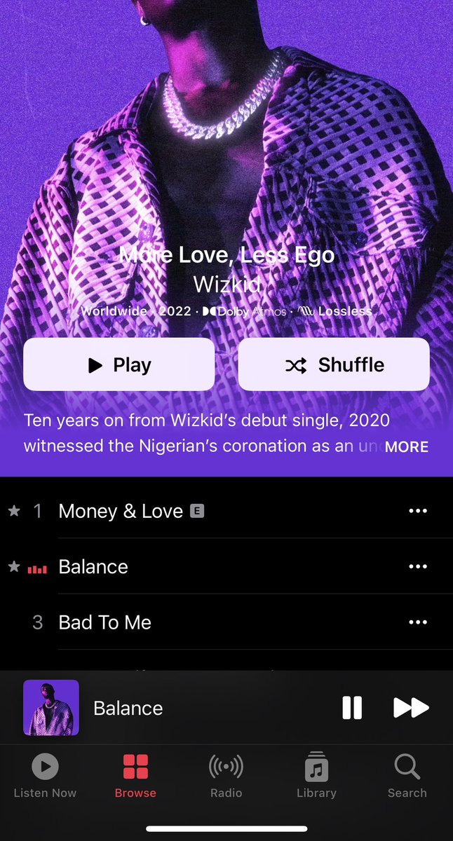 Another Sunday to stream #MoreLoveLessEgo 🥳💃 Wizkid finish work for this album