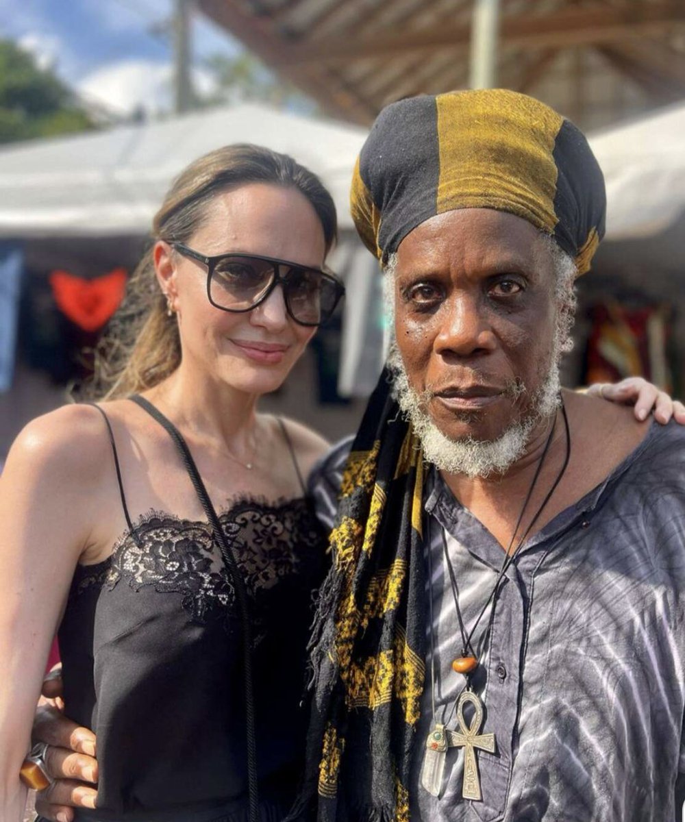 Mutabaruka and #AngelinaJolie at #Calabash2023 in #TreasureBeach #Jamaica