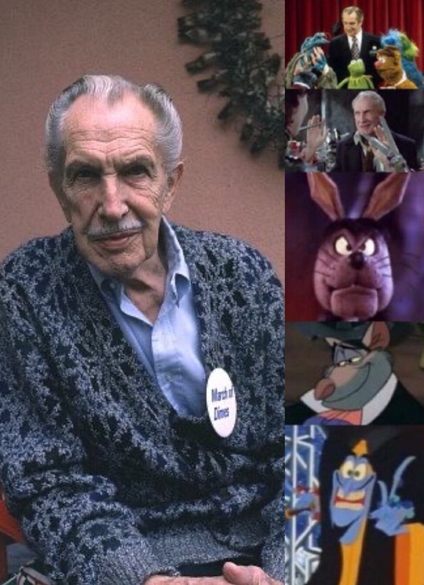 Remembering Vincent Price. The actor who starred in horror movies, guest starred in The Muppet Show, played the Inventor in Edward Scissorhands, and voiced January in Here Comes Peter Cottontail, Ratigan in The Great Mouse Detective, and Zigzag in The Thief and the Cobbler.