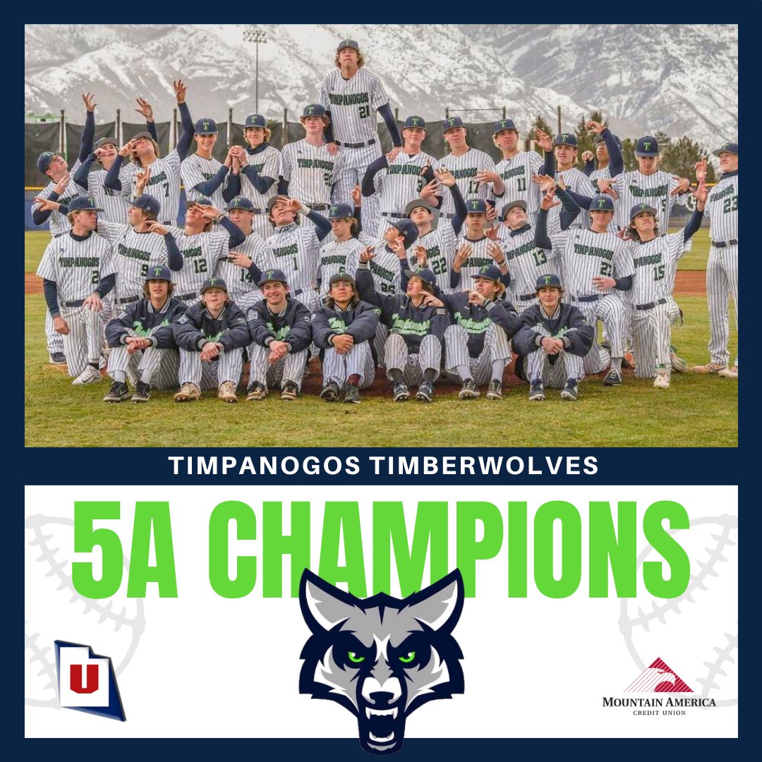 UHSAAinfo's tweet photo. Timpanogos has won the @MountainAmerica 5A baseball title to put a bow on the 2022-23 sports and activities school year. Congrats to the Timberwolves! 🐺 https://t.co/rSS3ZhL3wl