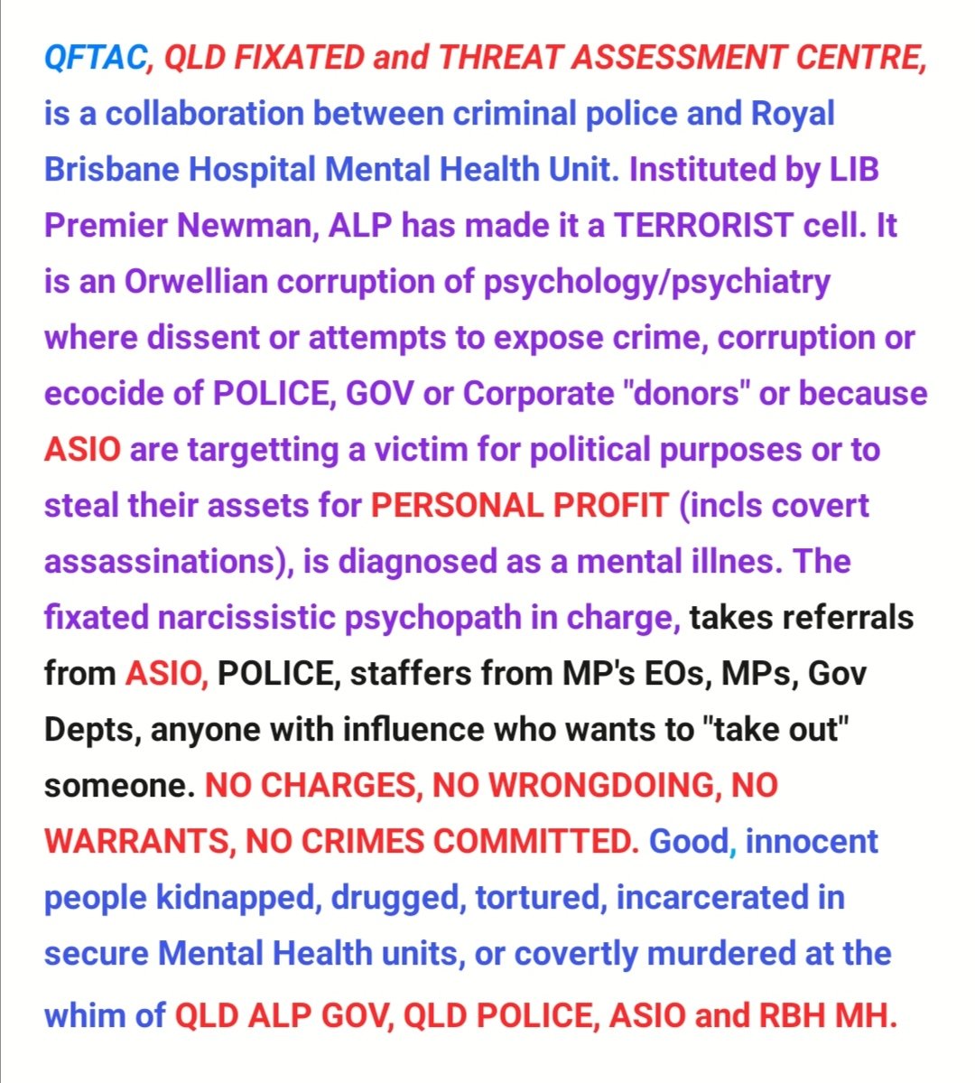 @KeyganTherese Agree Thérèse but the health system was seriously underfunded before C-19. Palaszcrook will literally do anything to retain power at least until post Olympics. QPS power base, seriously OVERFUNDED, allowed to commit any crime, incl murder, for their vote and silencing dissent.