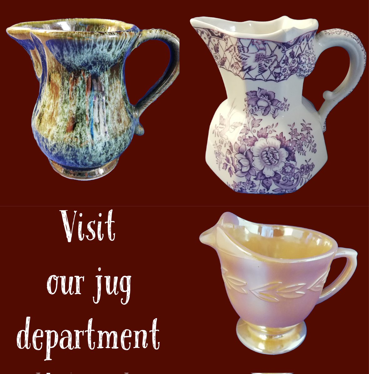 We stock a great selection of jugs for general use or just to show off. #vintage #milkjug #creamerjug #waterjug #perioddrama #vintagefinds #vintagekitchen #giftideas #present #20thCentury #shopify #shopvintage @shopify