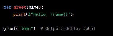 TechByteIQ's tweet image. 24/50 Code sample: 🖥️
Defines a function with a parameter and calls it with an argument. 👋👤 #PythonFunctions #FunctionParameters