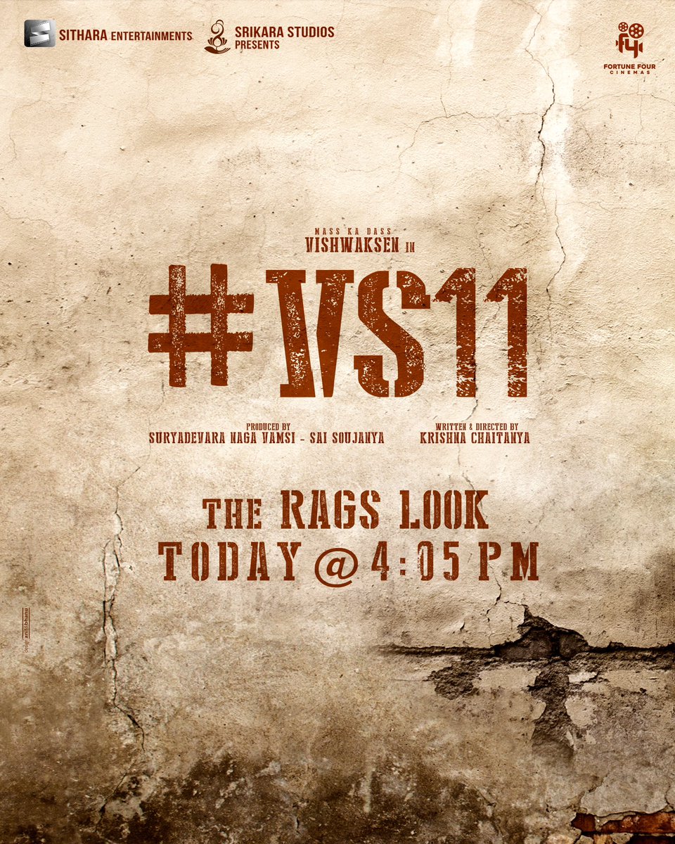#VishwakSen's  #VS11RagsLook out today at 04:05pm! 

#VS11
