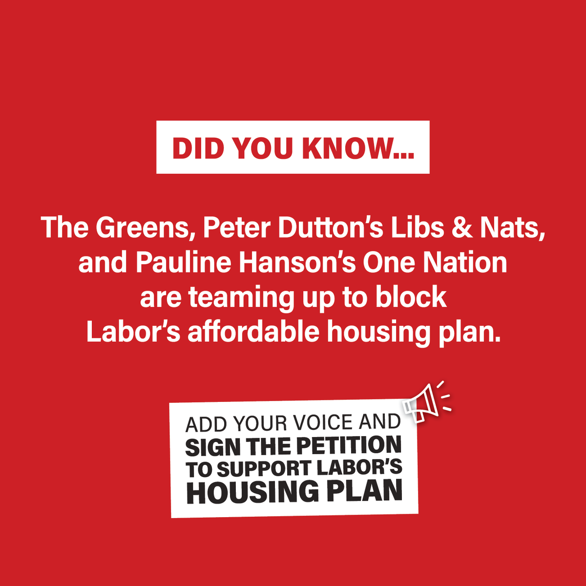 JElliotMP's tweet photo. Note to the Greens: You know you're on the wrong side of the argument when you're teaming up with Pauline Hanson's One Nation.

Add your voice and sign the petition to support Labor's Housing Plan here:
https://t.co/Y8q4y7mBlA https://t.co/cx5Pssaru5