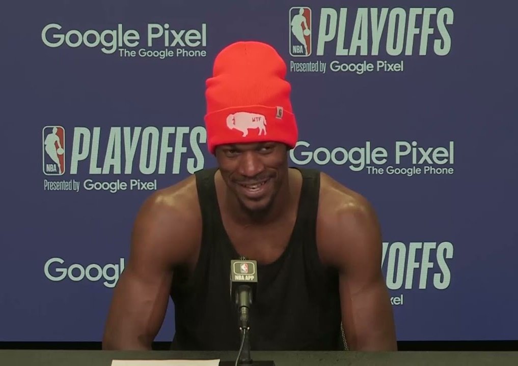 ProphetX_Hoops's tweet photo. Jimmy Butler is all smiles at the Game 6 post game conference https://t.co/wSzocQyEZS