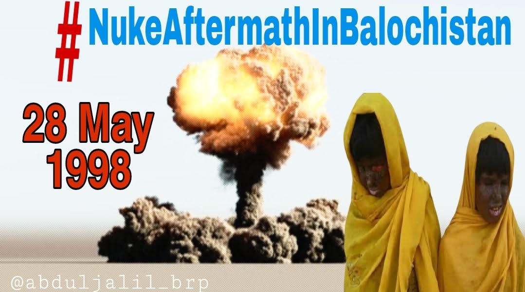The #nuke testing in #chagai #Balochistan poisoned the #climate. #28May #PakistanArmy conducted its 5 #nuke tests. The inhabitants are suffering with disastrous diseases like #cancer #birthdefects. 
#28MayBlackDay 
#NukeAfterMathInBalochistan  @iaeaorg @UNITAR @UNFCCC