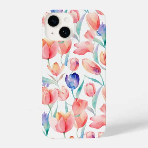 Watercolor Tulips Pattern iPhone 14 Case zazzle.com/slim_fit_water… #zazzle #iphone14case #phonecases #tulips #flowers #floral #patterns #giftsforher #gifts #giftideas