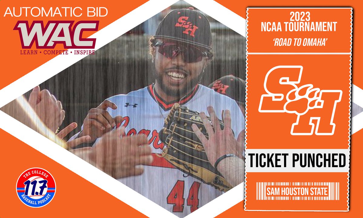 11point7's tweet photo. Sam Houston wins the WAC and has punched their ticket! 

The Bearkats are officially on the Road to Omaha https://t.co/WfVVsCBv5V