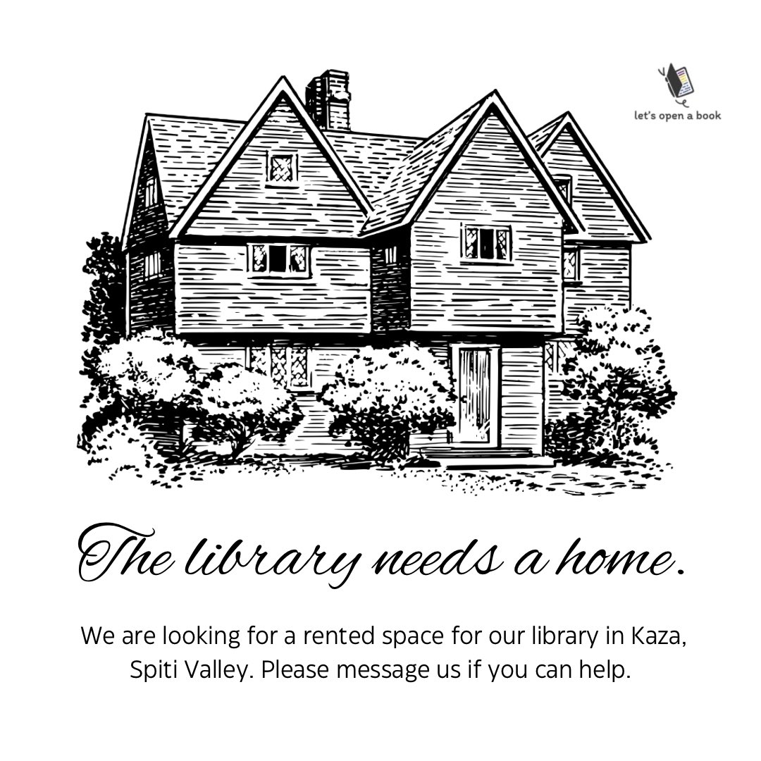 LetsOpenABook's tweet photo. We are looking for rented premises for our #library in #Kaza, #Spiti Valley. The space should be a mud construction with a big hall (18ft x 20ft), three rooms, a kitchen, and a dry and a western toilet.

Please help us spread the word? https://t.co/a95wXVLzQx