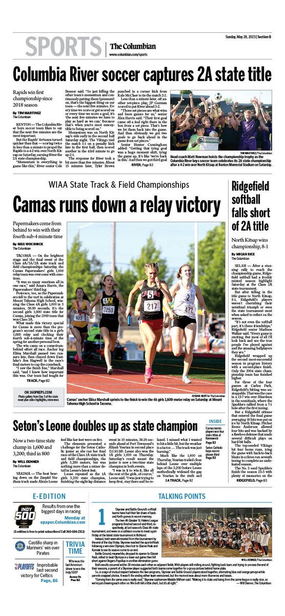 jeffklein68's tweet photo. The LAST Sunday edition of The Columbian and I filled the sports cover with all LOCAL thanks to reporting efforts of @col_mrice @360TMart @MegWochnick @WillCDenner and π· @JTHart23 .
(There's much more on inside pages, but you'll have to pick up a copy to see them ποΈπ°) https://t.co/34XEnbbhjE