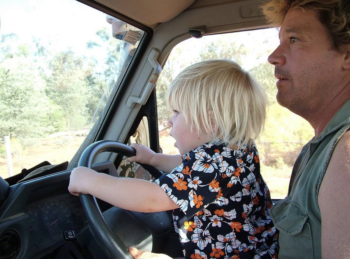 RobertIrwin's tweet photo. Dad’s ute - special car. From early memories when Dad would let me pretend to drive, to more recently when I took my drivers test in it. My first solo drive in this car was to the hospital to meet my niece for the first time. And now, the ute still comes on road trips to this day https://t.co/N5hISwgcuD
