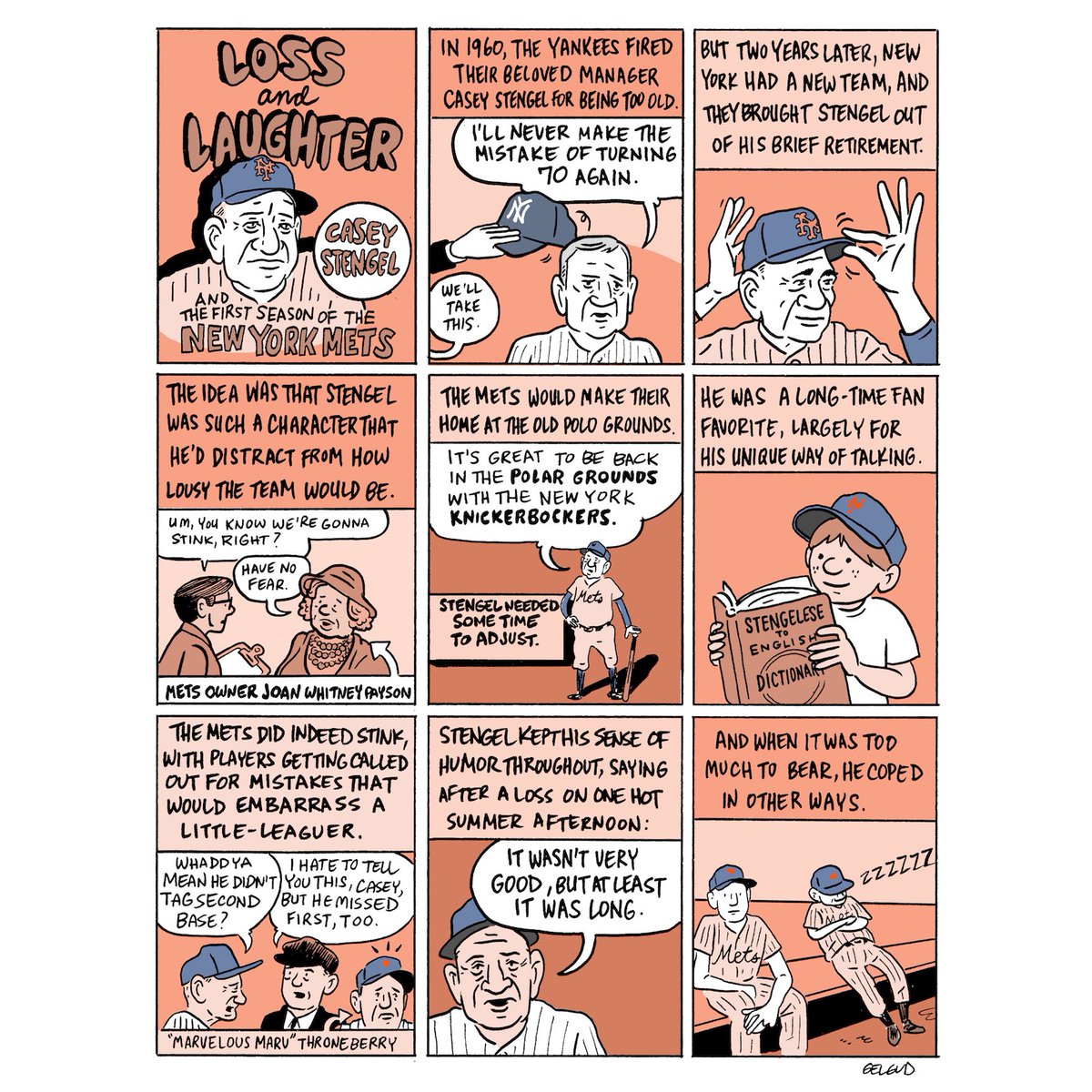 .<a href="/SteveGelbs/">Steve Gelbs</a> <a href="/garykeithron/">Gary Keith and Ron</a> Re tonight’s conversation about ‘62 <a href="/Mets/">New York Mets</a> here’s a comic about that year with #CaseyStengel and a cameo from #MarvelousMarv