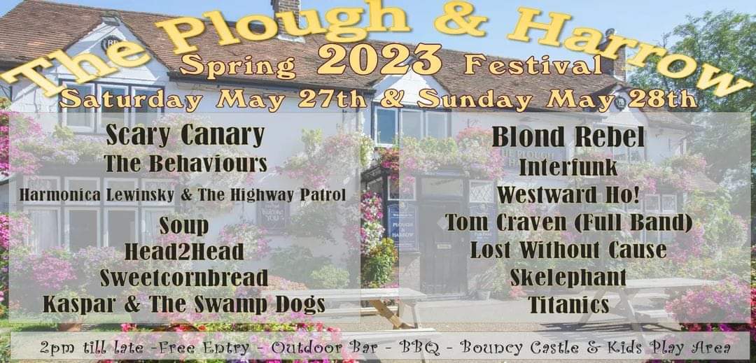 Harlow and Harpenden!
Today's the day!
We are playing 2 shows...

Harlow we will be on stage at midday on the bandstand in Harlow town park

Then on to

Plough &amp; Harrow Spring Festival. We are on stage in Harpenden at 4pm!