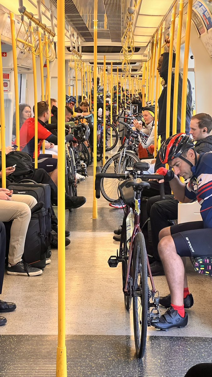 Have you ever seen so many cyclists on one tube train? #ridelondon #fordridelondon