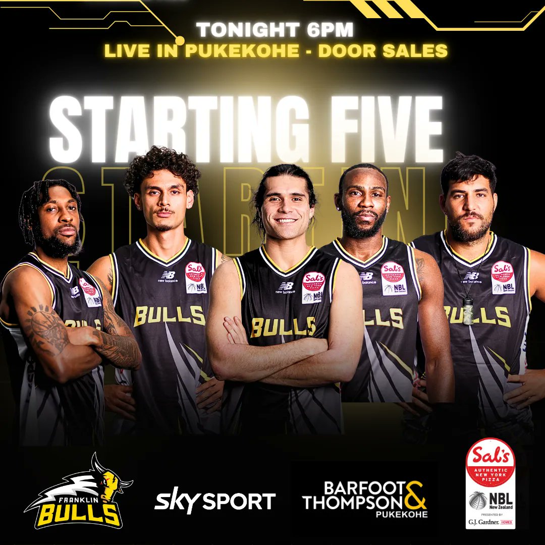 And here's your starting five! - Let's go Bulls!

#leadthecharge #SalsNBL

Tonight's game is brought to you by @BarfootThompson Pukekohe

@skysportnz 
@BartercardNZ 
@nznbl
