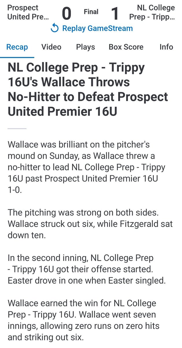 7 innings, 6 s/o, no hitter