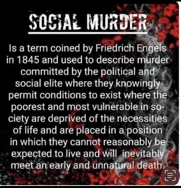 Social Murder, also known as Democide 

#ToriesOut325 #GeneralElectionNow #ToriesDestroyingOurNHS & #SocialCare