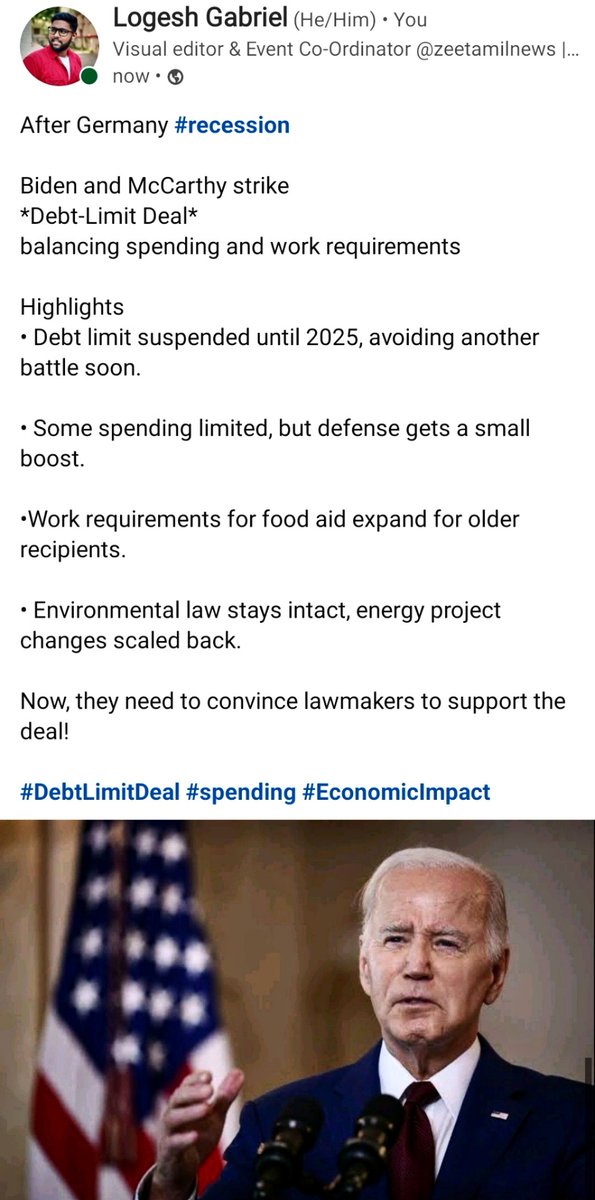After Germany #recession 

Joe Biden with Kevin McCarthy

Debt-Limit Deal