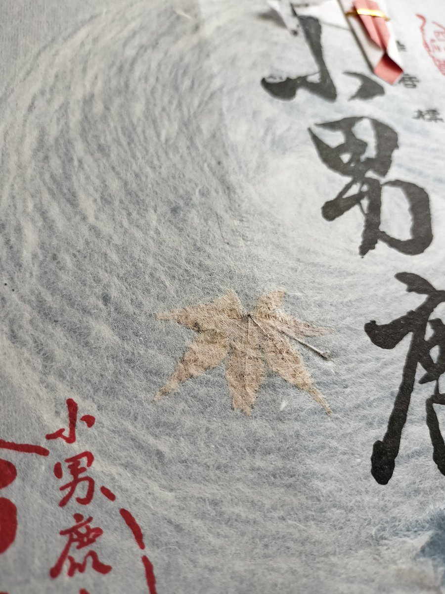 徳島のお菓子「小男鹿(さおしか)」のパッケージが凝ってて良かった。紅葉が漉き込んであったり、落水紙と色の付いた和紙を重ねてたりして、めちゃくちゃ凝ってる…!!