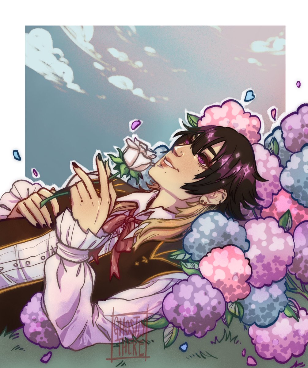 ghostly_there's tweet photo. Finished comm for my pal Leo 💕🌸 https://t.co/F6lTFzDPYg