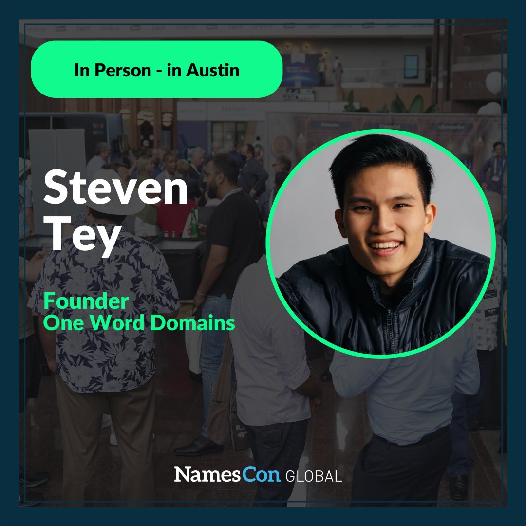 📣 Steven Tey, Founder of One Word Domains, will be joining us as a highlight speaker at #NamesCon Global! Learn from his groundbreaking work in using AI to match people with the perfect domain names. #AI in #domaining is a big deal, so register and join us May 31-June 3! 🎟️👉…