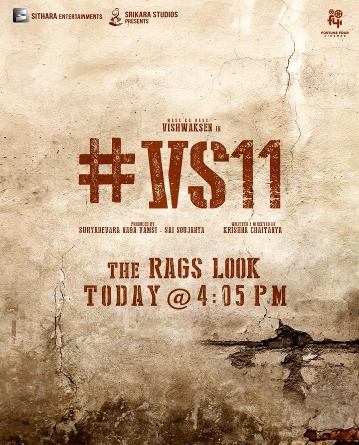 #VishwakSen - #VS11 First Look Today at 4:05PM.. 🔥💥

#VS11RagsLook
