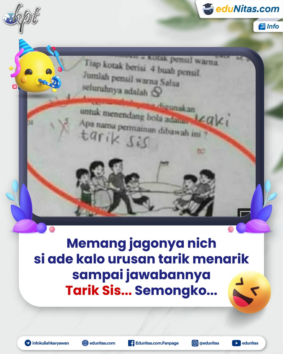 edunitas's tweet photo. Ketika anak-anak sekolah memperlihatkan bakatnya dalam menjawab ulangan dengan lucu dan kreatif! 📷
#edunitas #kuliahkaryawan #kelaskaryawan #kuliahkaryawanedunitas #kelaskaryawanedunitas #kampusterbaik #lucu #memelucu #postinganlucu #ujiansekolah #ujianakhirsekolah #tryout https://t.co/u8kX0zUsRb