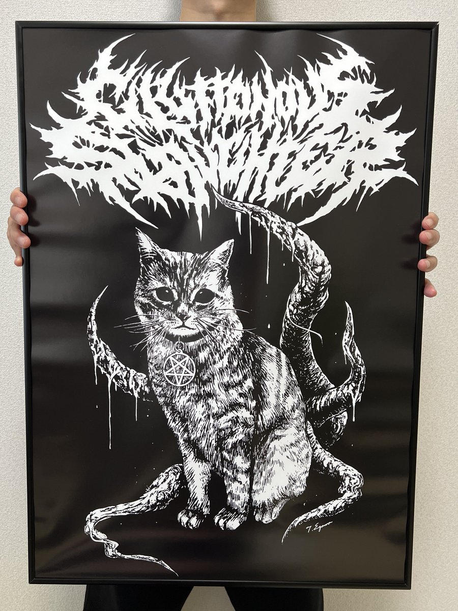 新しいデザインを特大ポスターにしてみました🐈どうでしょう？ (◜◡‾)
近々 <a href="/BrutalDeathC/">Brutal Death Clothing</a> でTシャツにしようと思っています！