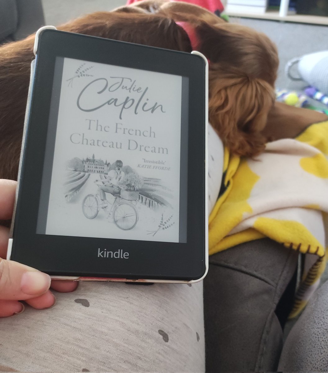 Early morning pup cuddles whilst I try and finish the wonderful upcoming release by @JulieCaplin The French Chateau Dream Preorder your copy now! amzn.eu/d/bOIMydj #bookblogger #blogtour #thefrenchchateaudream #romance #chicklit #rachelsrandomresources