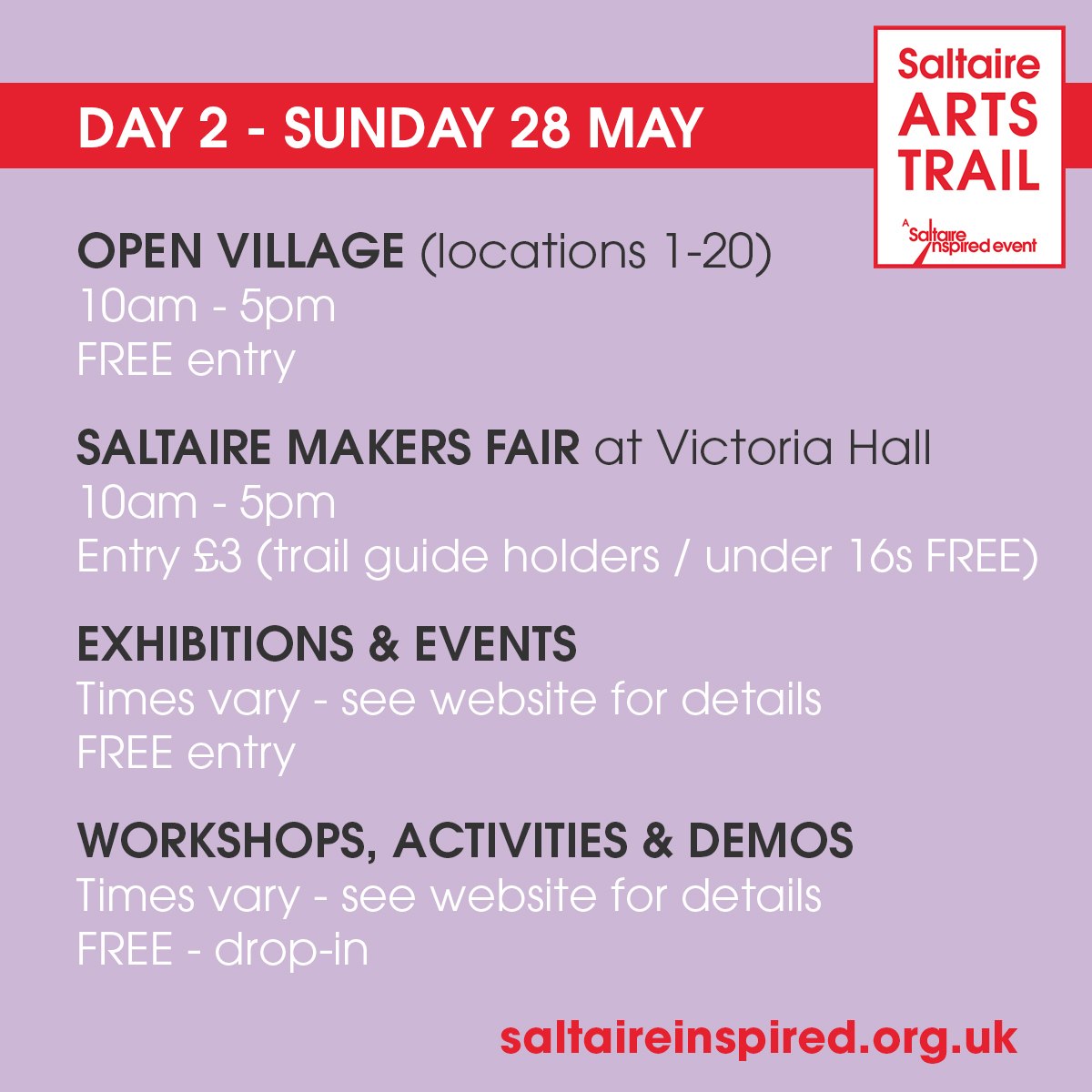 SaltaireArt's tweet photo. SUNDAY at Saltaire Arts Trail. We're looking forward to another great day of art and creativity! For all event details, visit 
https://t.co/mPXp12JySj
#bradford2025 #saltaire #saltaireartstrail #visitbradford #bebradford https://t.co/G8x1DXnbl7