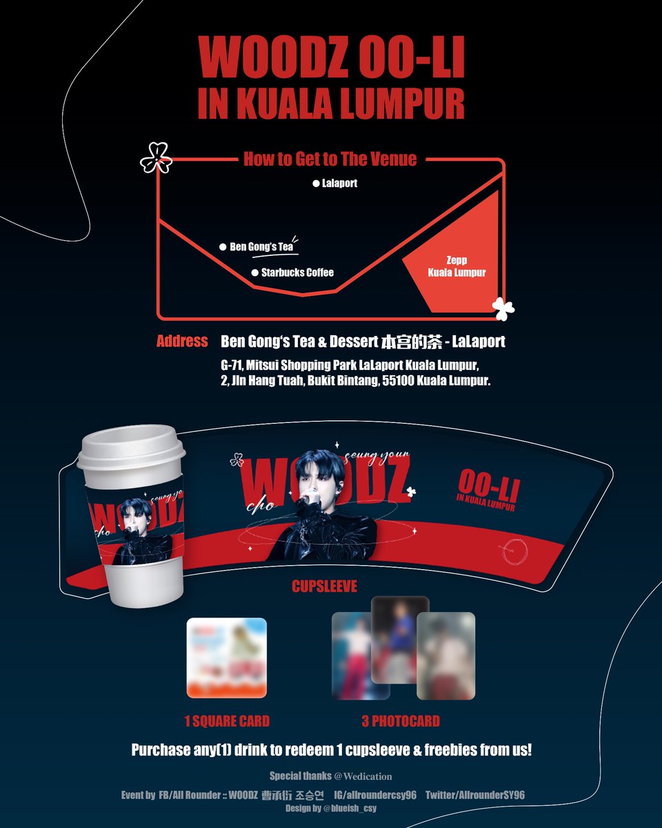 MOODZ,Are you ready for OO-LI in 🇲🇾 ?!

WOODZ OO-LI WORLD TOUR IN MALAYSIA Cupsleeve Event on CONCERT Day 💙🧡

✨#JourneywithWOODZ✨

🗓️ 11 June 23 
⏰ 11am
🇲🇾 Ben Gong‘s Tea & Dessert -Lalaport

Pls help rt to spread the news to all MOODZ✨

#WOODZ #조승연 
#OOLIinKL #WOODZINKL