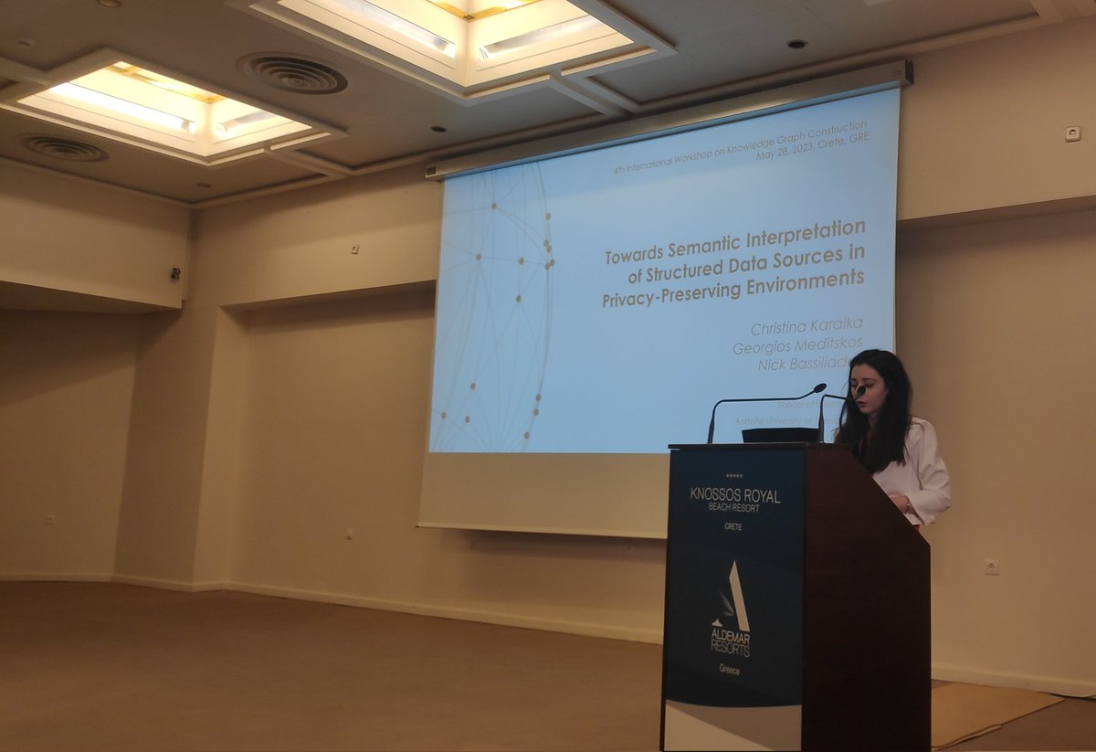 Time for "Towards Semantic Interpretation of Structured Data Sources in Privacy-Preserving Environments" presented by Christina Karalka and co-authored by Georgios Meditskos and Nick Bassiliades