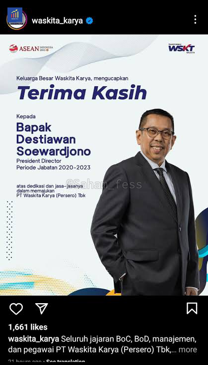 Saham_fess's tweet photo. Shm! Welcome to Indonesia, direksi korupsi malah di ucapin terima kasih 🤣 https://t.co/JgreqYxc3K