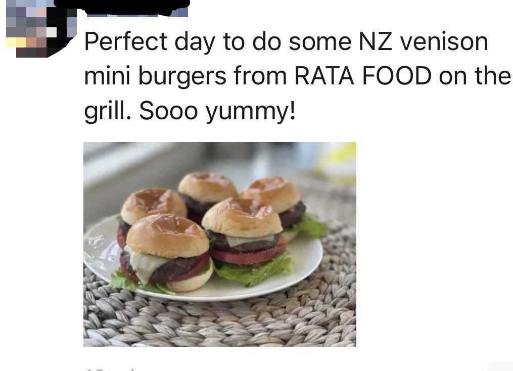 NZhunt3r's tweet photo. Always good to see positive feedback. Our venison sliders (sold with patties and buns) delivered on Fridays, are fantastic for weekend. #Tasty #EasyToCook #NZVenison https://t.co/fpzP8AKy04