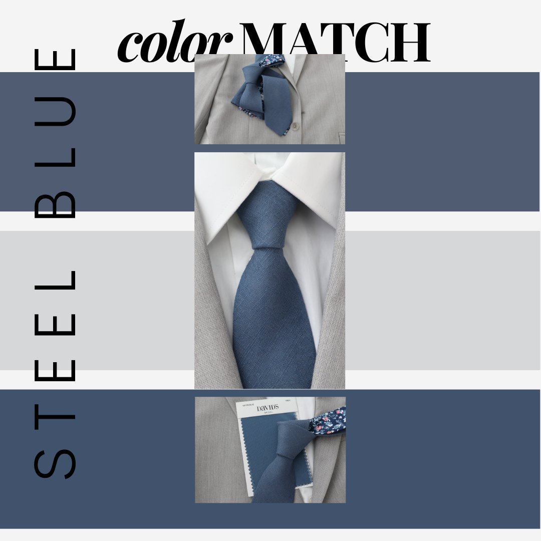 Steel Blue Weddings!  Matches closely to David's Bridal Steel Blue Bridesmaid Dresses.  #ties #tie #bowties #bowtie #slateblue #blueties #bluetie #bluewedding #blueweddings #davidsbridal #neckties #necktie #groomsmen #groom l8r.it/vsuk