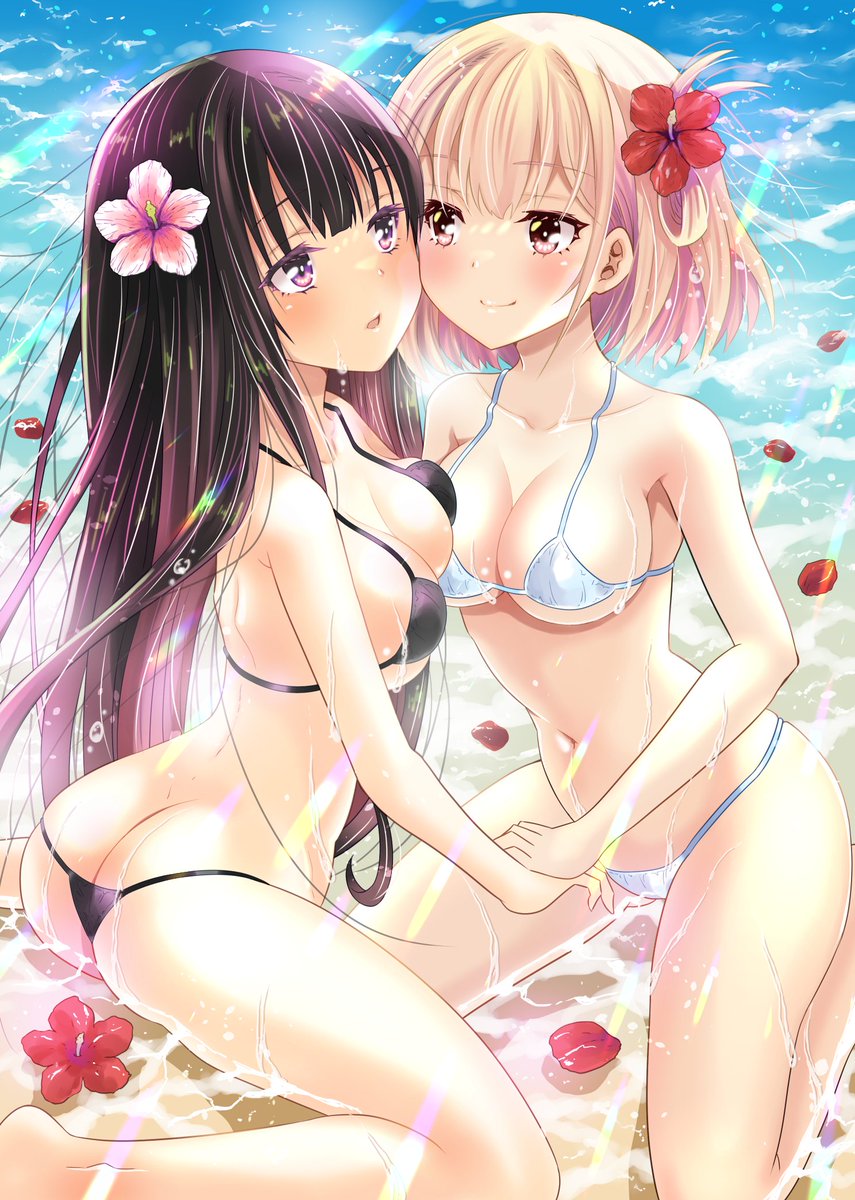井ノ上たきな ,錦木千束 「#再掲したらフォロワーが増えるらしい」|うおぬまゆうのイラスト