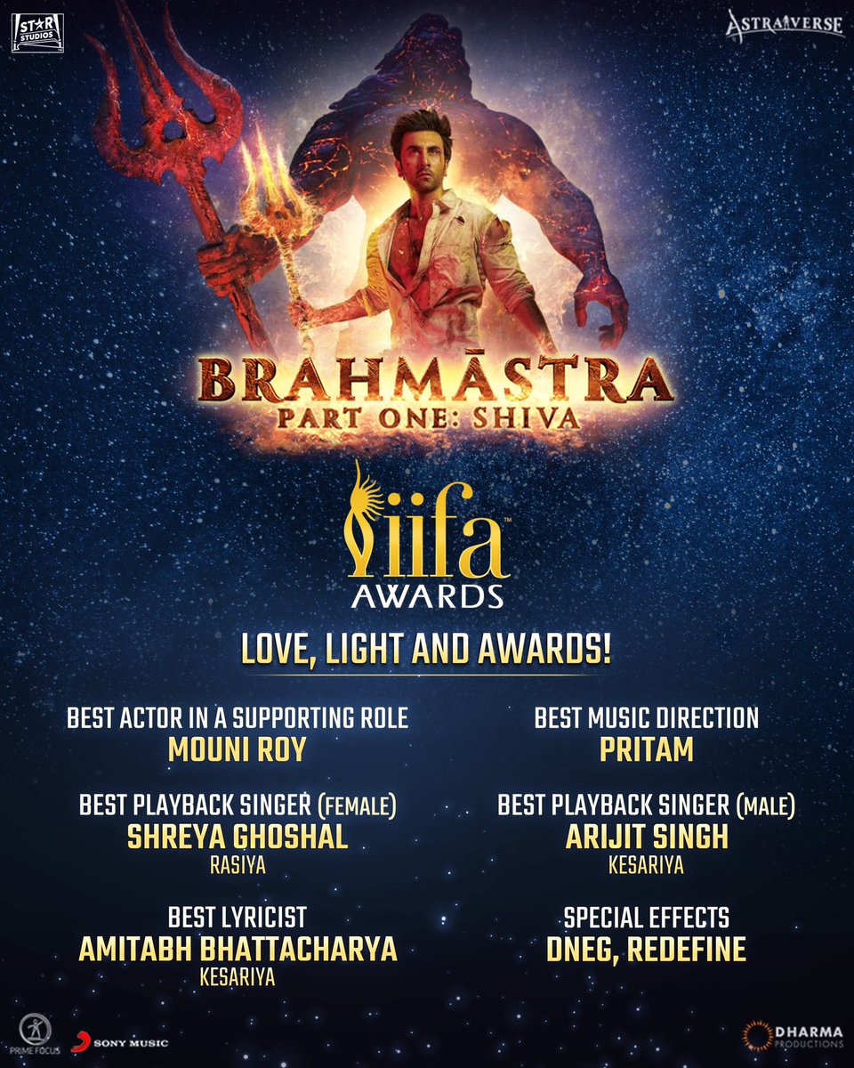 Lights, camera, awards! 🏆 Brahmāstra celebrates a remarkable night of awards at IIFA 2023!❤️‍🔥 #IIFAAwards2023 #Brahmāstra