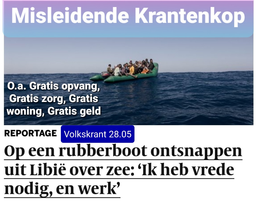 Zeer misleidende en dus opinievervuilende Krantenkop in de #Volkskrant A. De meeste #asielzoekers komen hier om economische motieven. B. De meesten hebben na jaren nog geen werk. Vreselijke journalistieke dwaling. Hier 'zakt de broek van af'..#TerApel