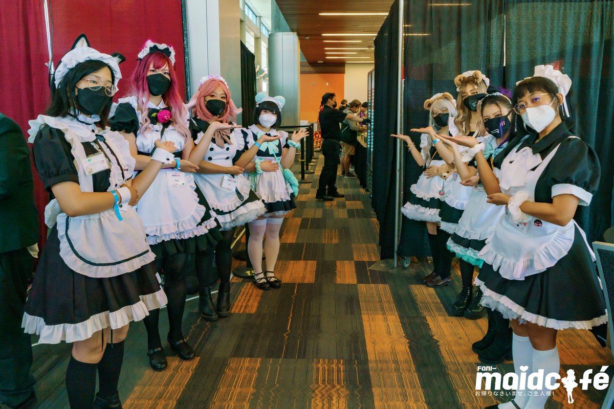 🎀💌 FANIME DAY 2: お帰りなさいご主人様! Welcome home -- we've been waiting for you! Thank you to all theご主人様, who saw us today 🥺🥺 We hope to see you Sunday as well! #fanimaidcafe #fanime #fanimaid #fanime23 #fanimecon #maidcafe #meido #メイドカフェ