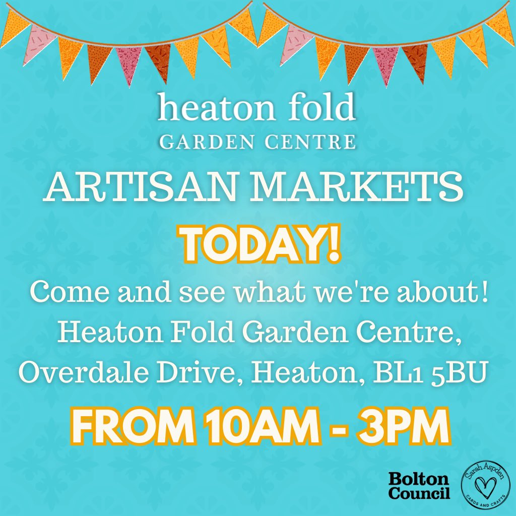 Today is the day! Get your sunglasses on and get down to Heaton Fold Garden Centre for a day of crafty small-businesses and fun for all! ☀️ Open today from 10AM-3PM ☀️